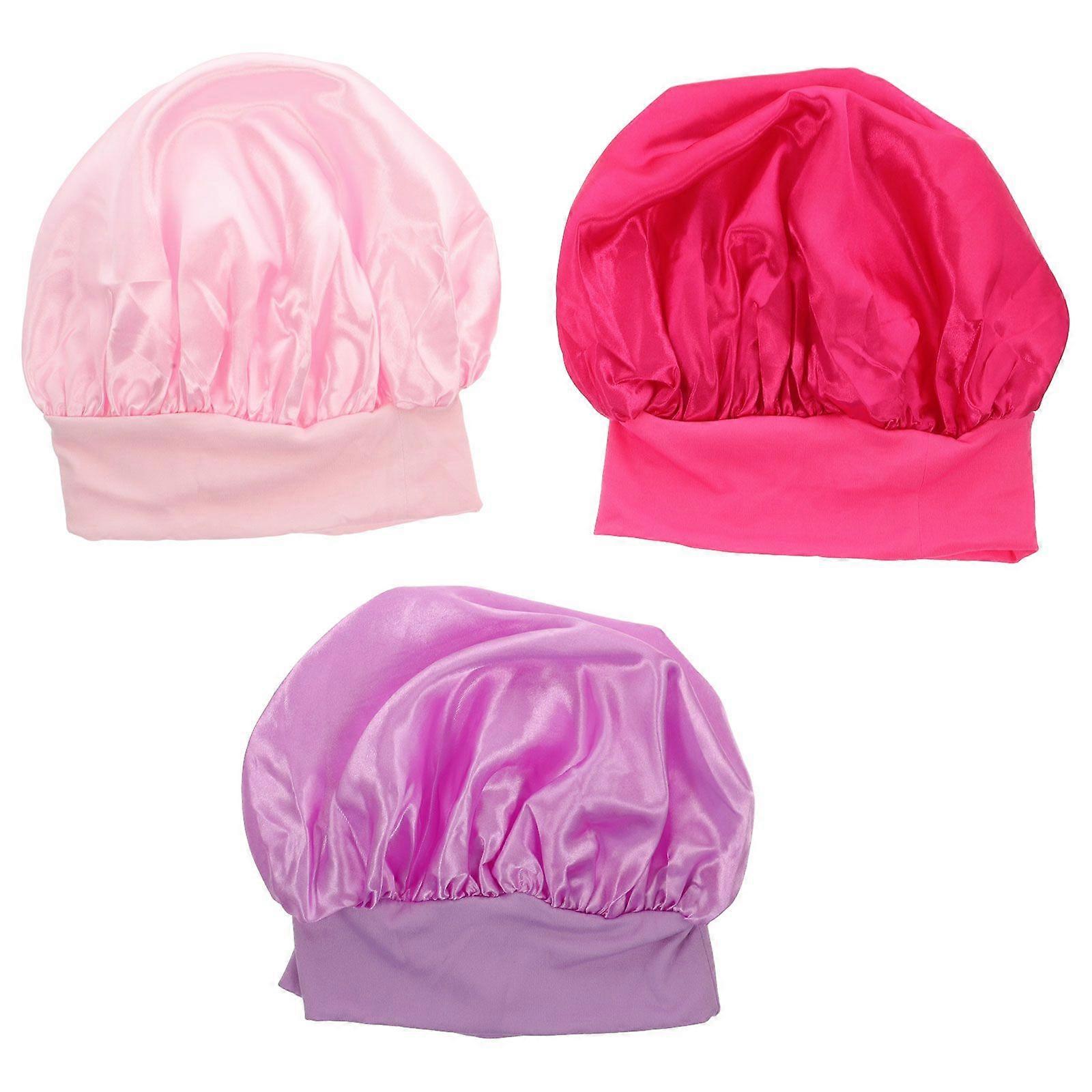 3 buc Capace elastice Candy Color Confortabil Respirabil Cu bor larg Pălărie de noapte pentru copii