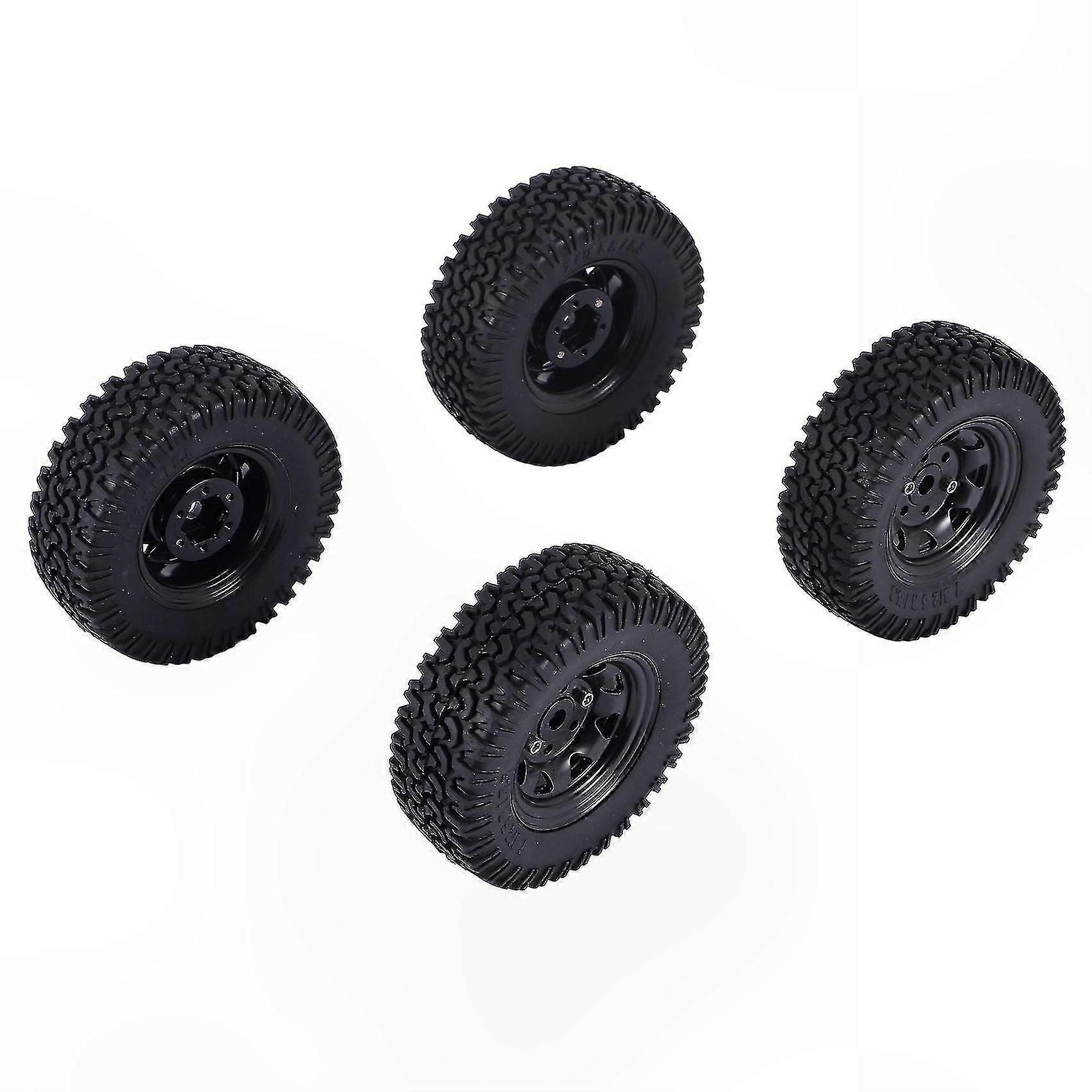 4-Piece 1.55 Inch Metal Beadlock Wheel and Tire Set for 1/10 Scale RC Crawler Vehicles Compatible with Axial SCX10 D90 CC01 LC70 Models