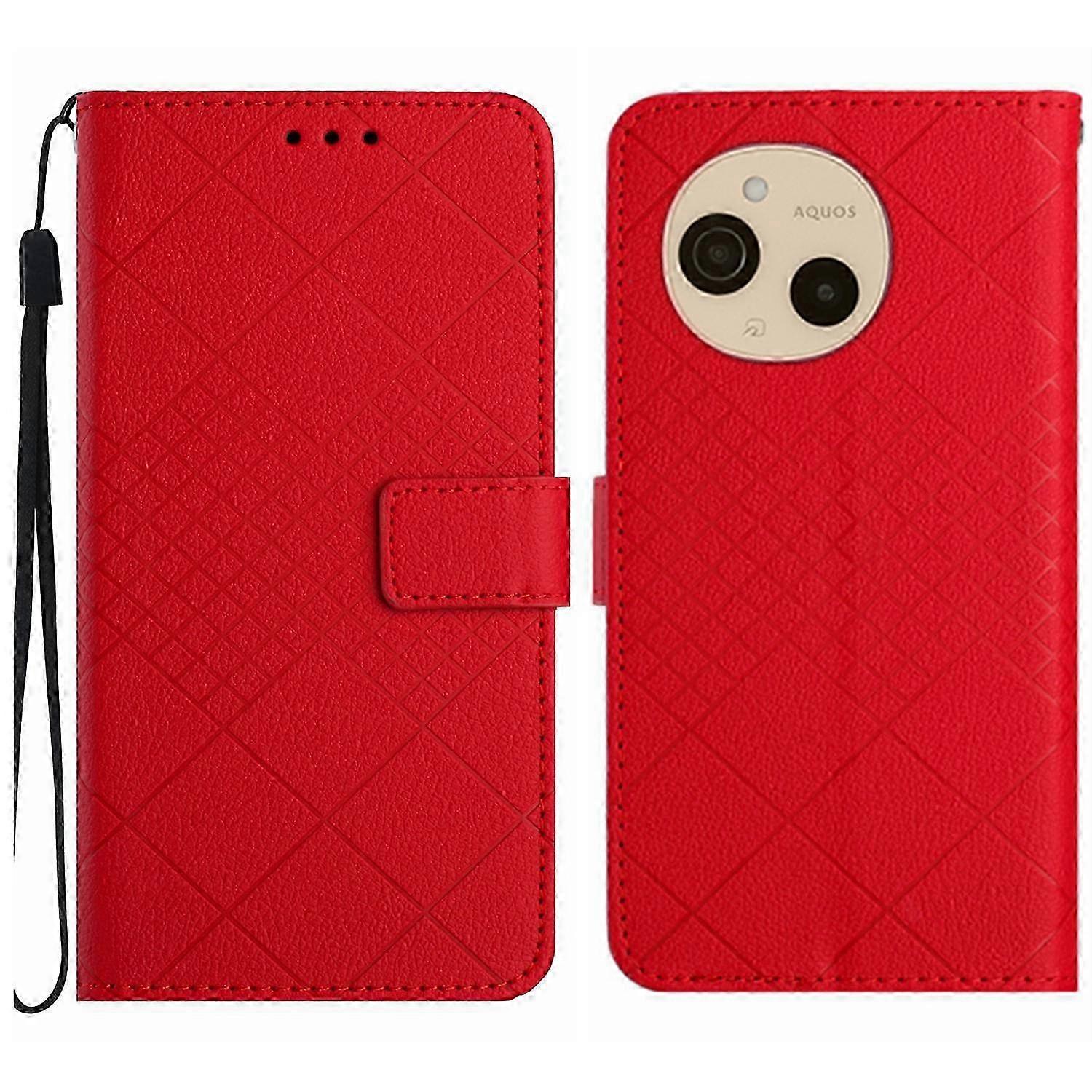 Rhombic Grid Texture Leather Phone Case 2025