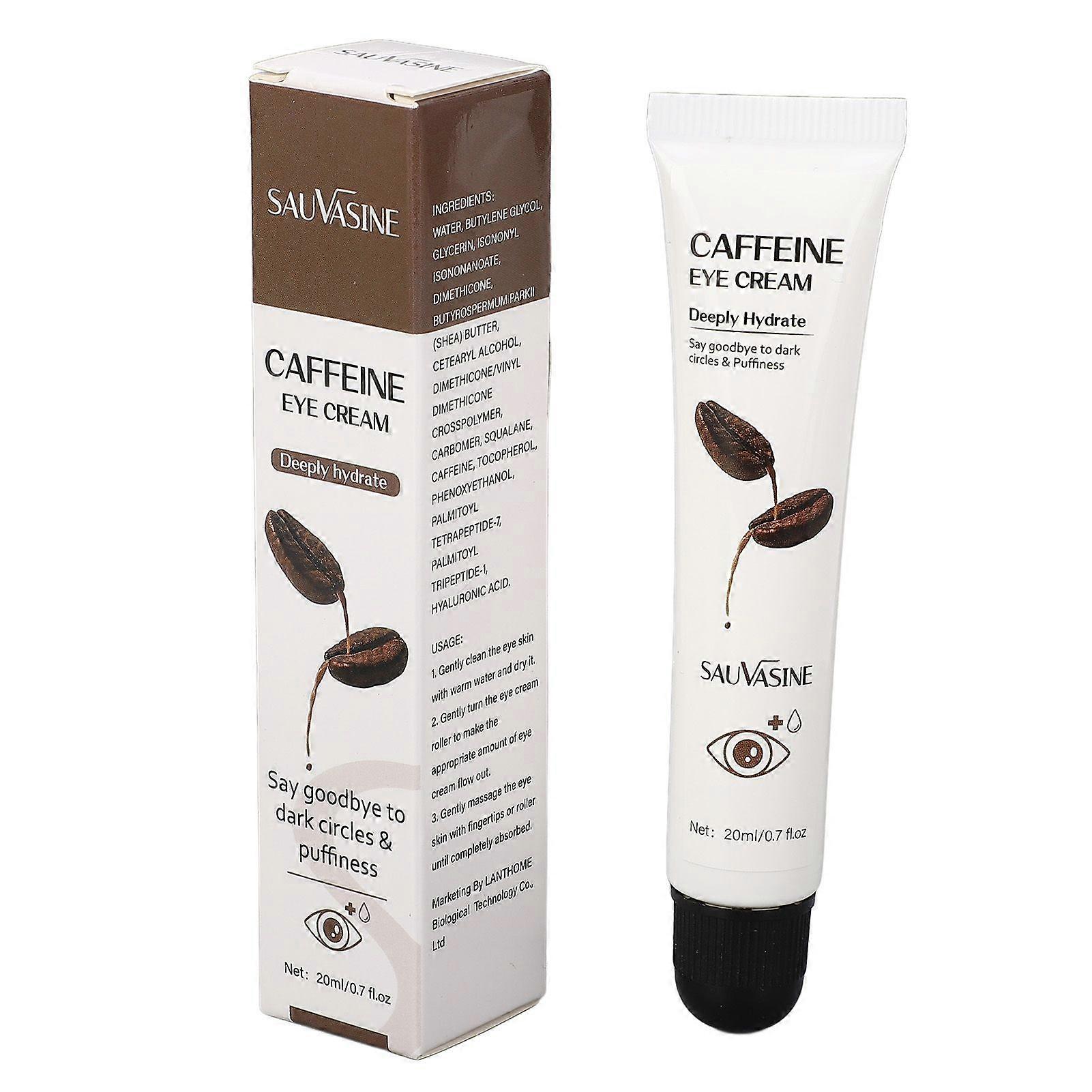 20ml Caffeine Eye Cream Fine Lines Moisturizing Under Eye Cream Reduces Puffiness Dark Circles for Daily Skin Care