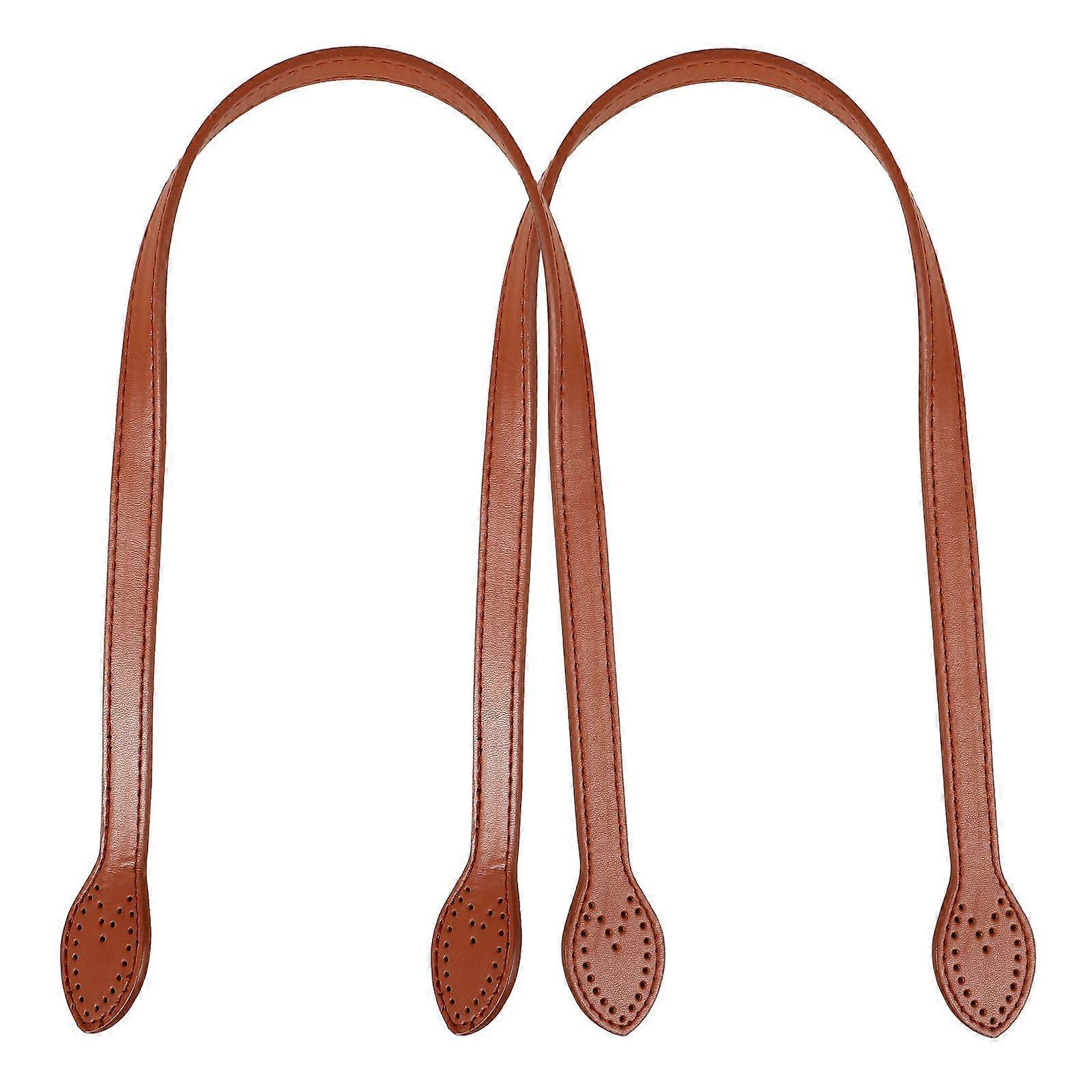 Lot de 2 poignées de sac en similicuir durables pour femme, remplacement de ceinture, jaune et marron