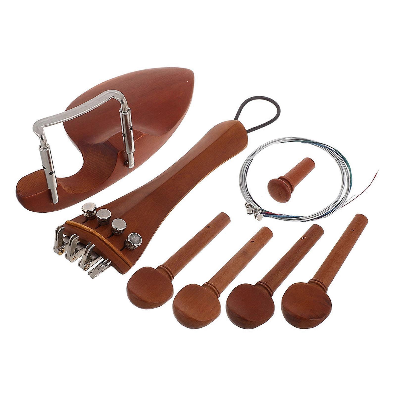 Violin Pegs Wood Accessories Set for Violin Parts 2Sets Coffee Color