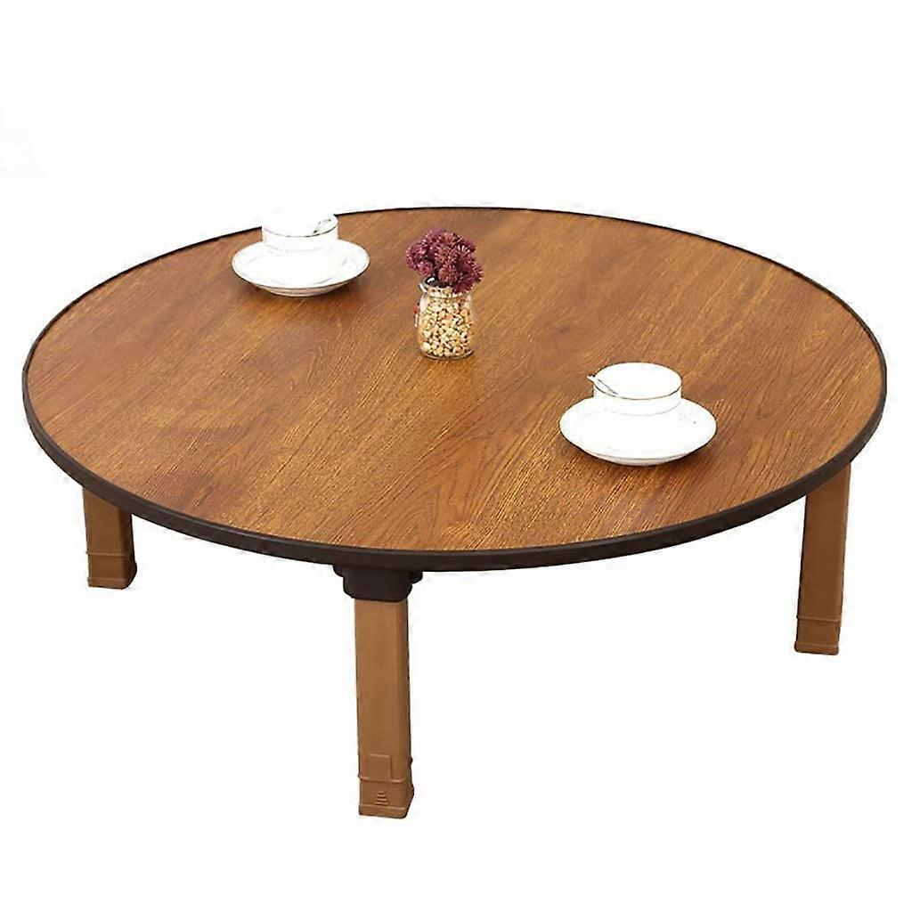 Japanese Style Round Folding Tea Coffee Table Low Height 80x30cm For Tatami Floor Sitting Small Desk Bedroom Bay Window Tea Room Study Table
