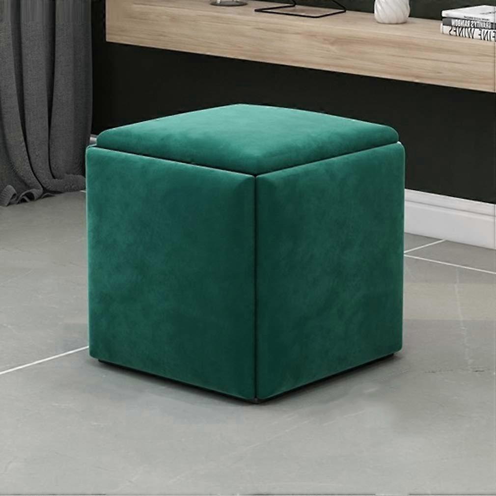 Versatile 5 In 1 Stackable Sofa Chair Stool - Breathable Suede Ottomans - Creative Cube Design - Small Green Home Accessory