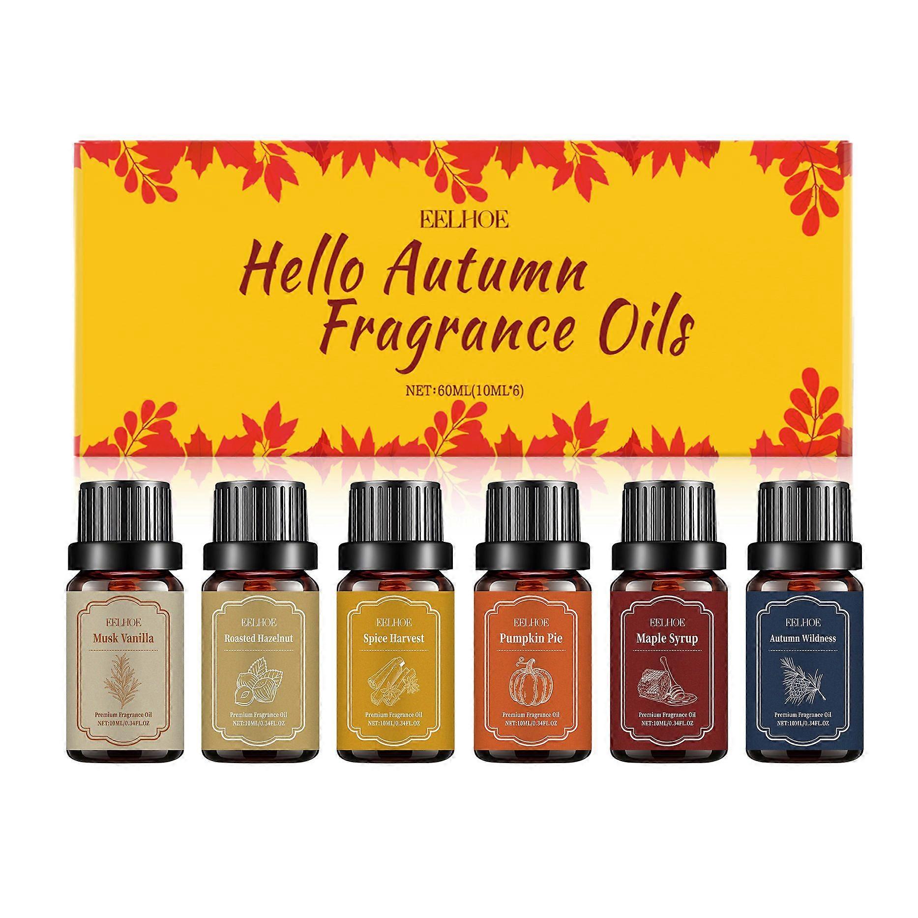 Essential Oils for Home | Set of 6 Fall Essential Oils or Diffuser Oil for Relaxation | Pumpkin Spice, Vanilla Essential Oil or Fall Scents | Fall Ess