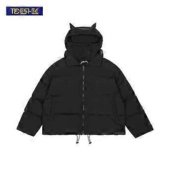 Men Hip Hop Parka Embroidered Skull Jacket Streetwear Little Devil Designer Hood Padded Jacket Coat Harajuku Winter Outwear