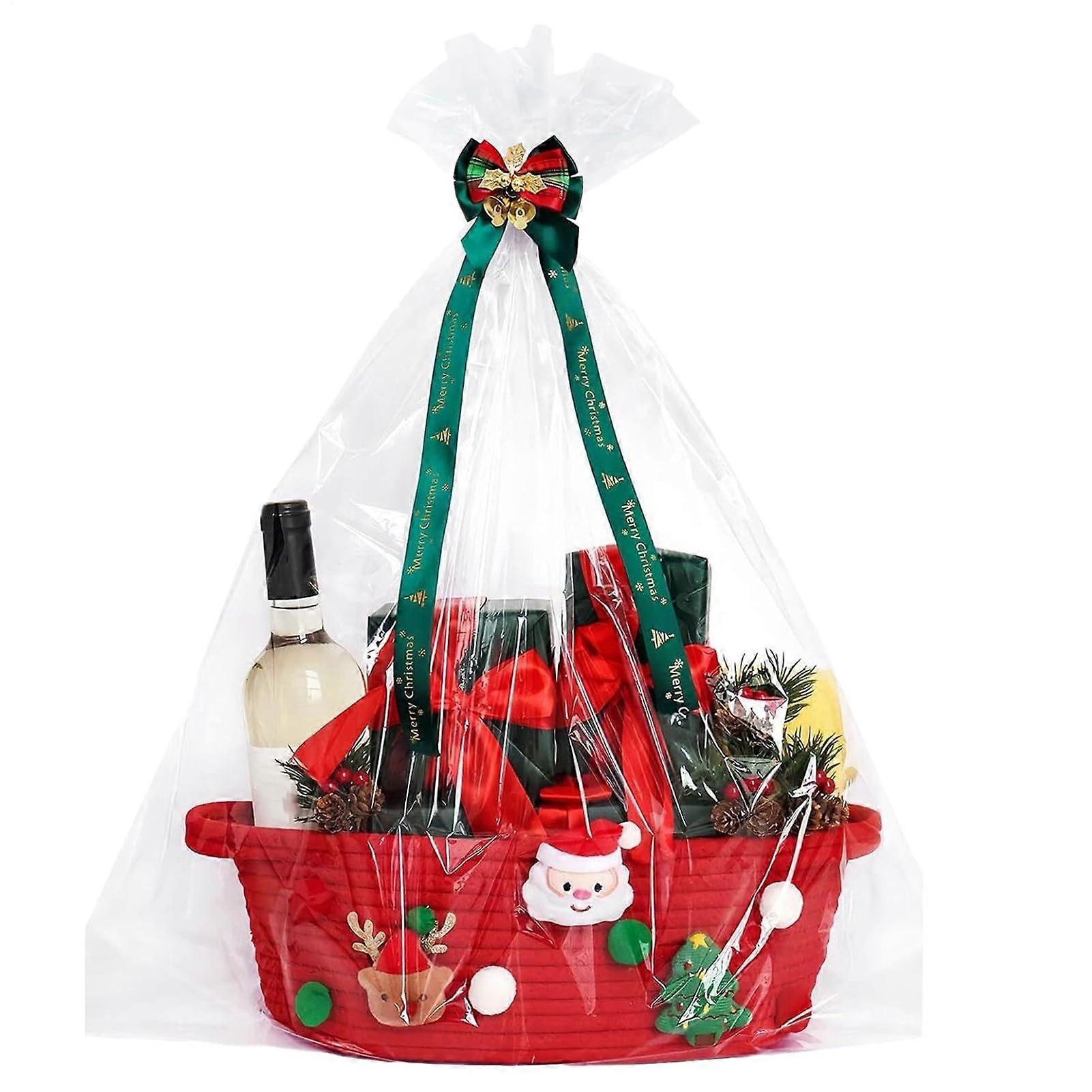 Hamper Baskets Gift Decorative Storage Box Reusable Woven Container Sturdy Multifunctional Organizer 420g Red 12x8x4.7in