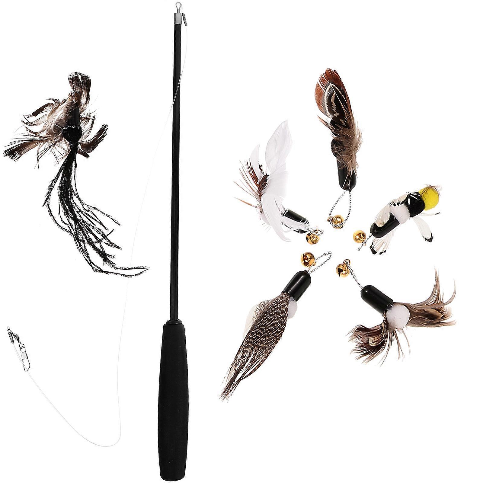 Interactive Cat Wand Toys Cat Toys for Indoor Use 5Sets of Bugs