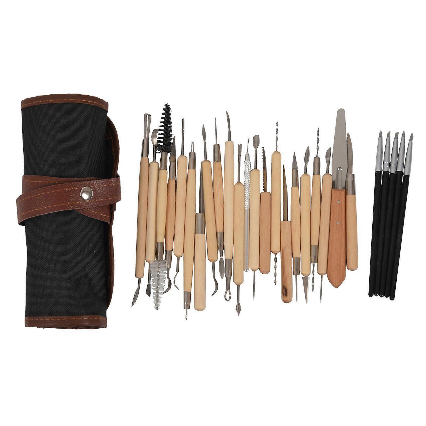 28Pcs Arts Crafts Clay Sculpting Tools Set Wooden Handle Clay Tools