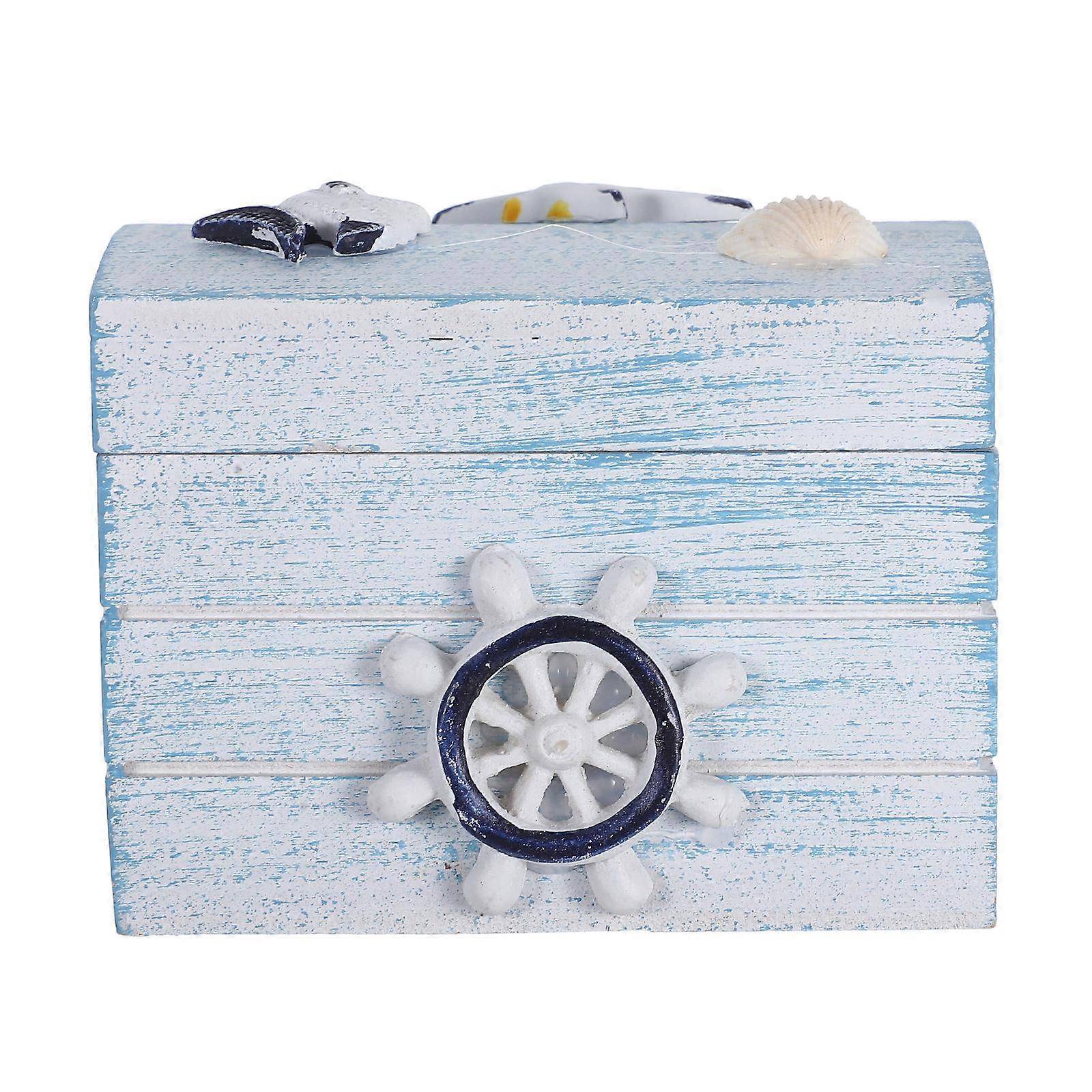 Blue Wooden Ocean Style Box for Storage 2Pcs Chest