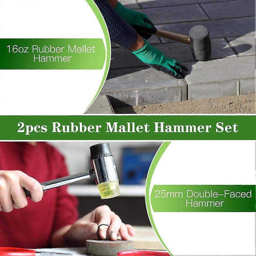 2-Piece Mallet Set, Double-Sided Soft Rubber Mallet for Flooring, Carpentry, Furniture Repair