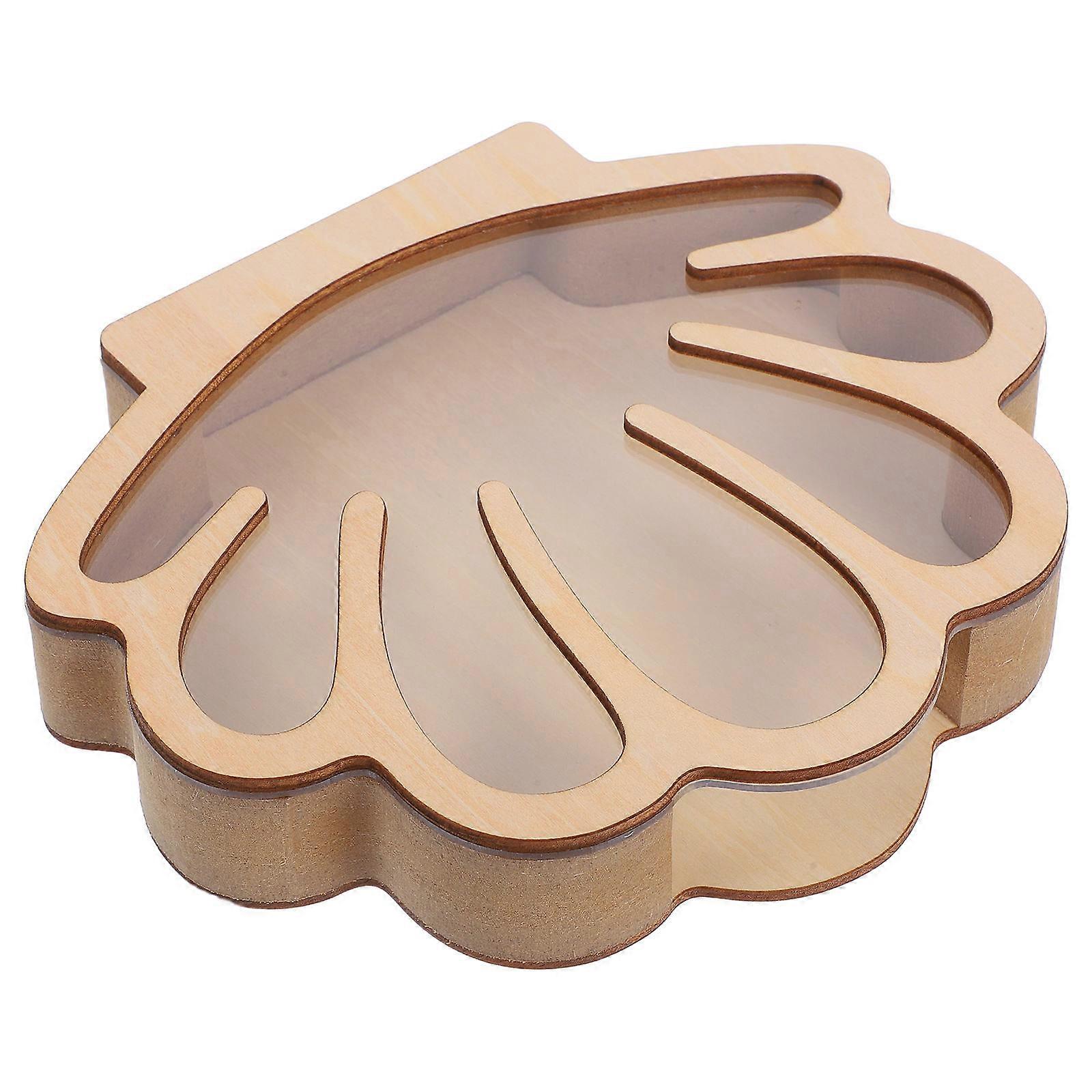 Versatile Wood Seashell Display Case for Storage 2Pcs Decorative Boxes