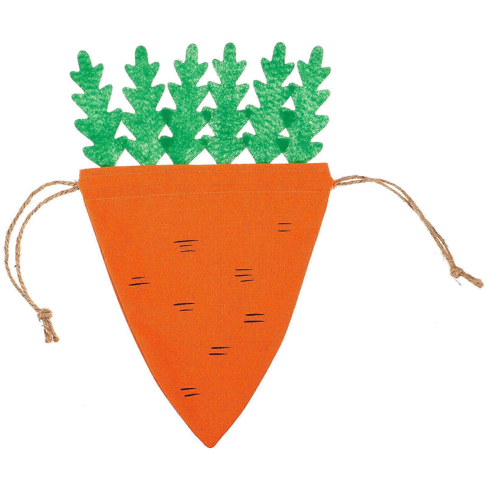 3Pcs Easter Carrot Shape Drawstring Bag Excellent For Candy Storage Party Favors And Decoration Orange Cloth