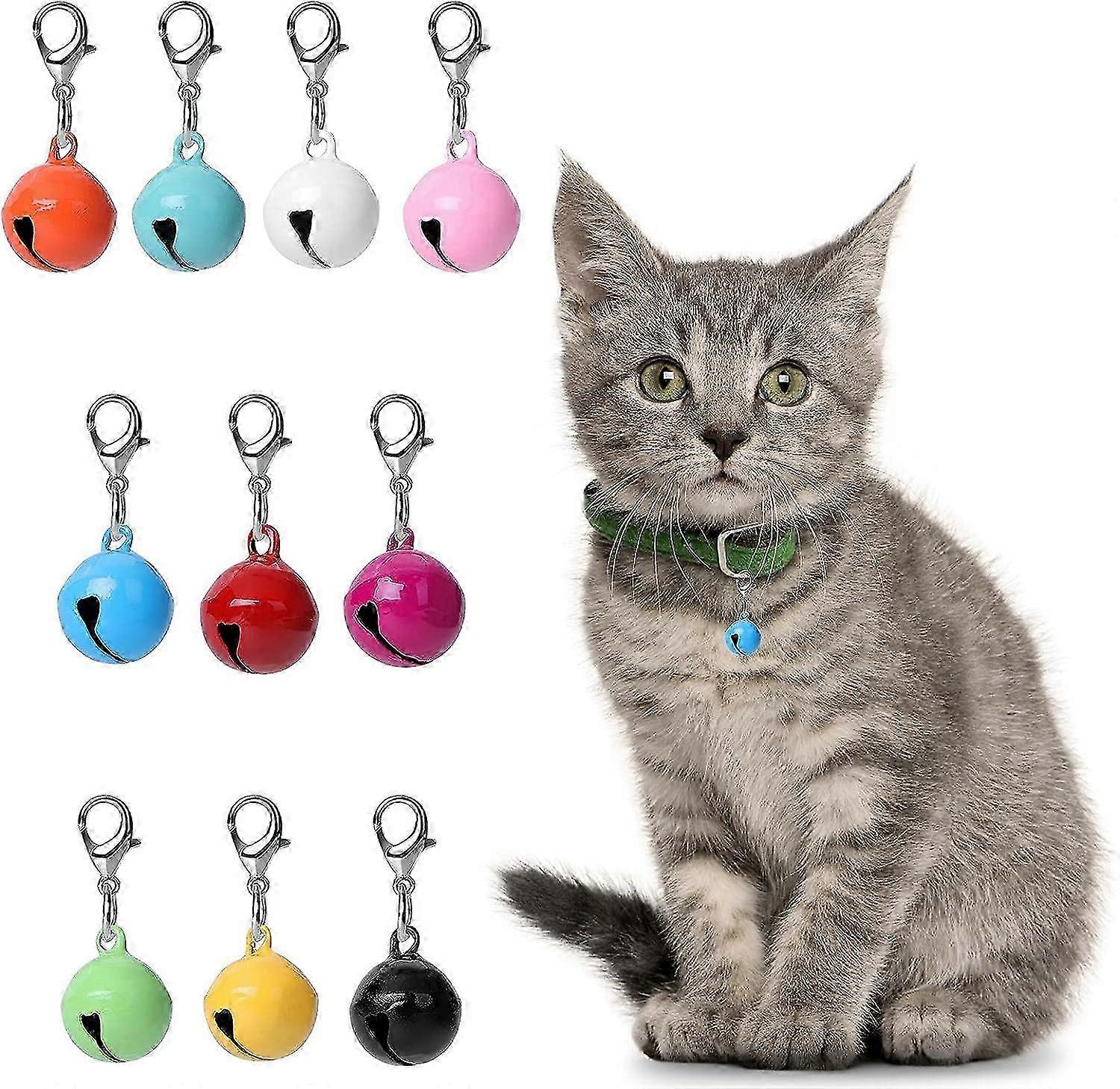 10 Pcs Cat Dog Collar Bells Jingle Bells for Cat Collar Dog Collar Charms Colorful Pet Small Bells with Clasps Pet Collar Accessories Festival Party D