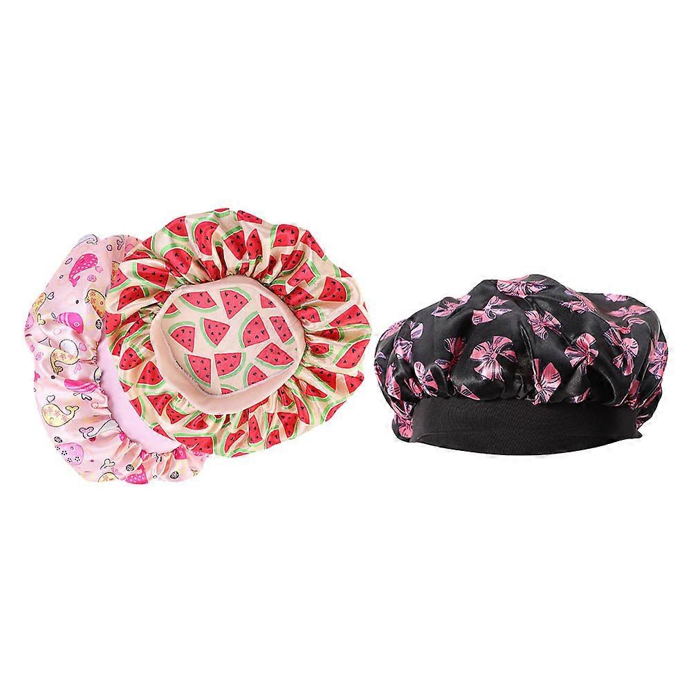 Children Shower Hat Satin Sleep Caps Practical Use 15Pcs