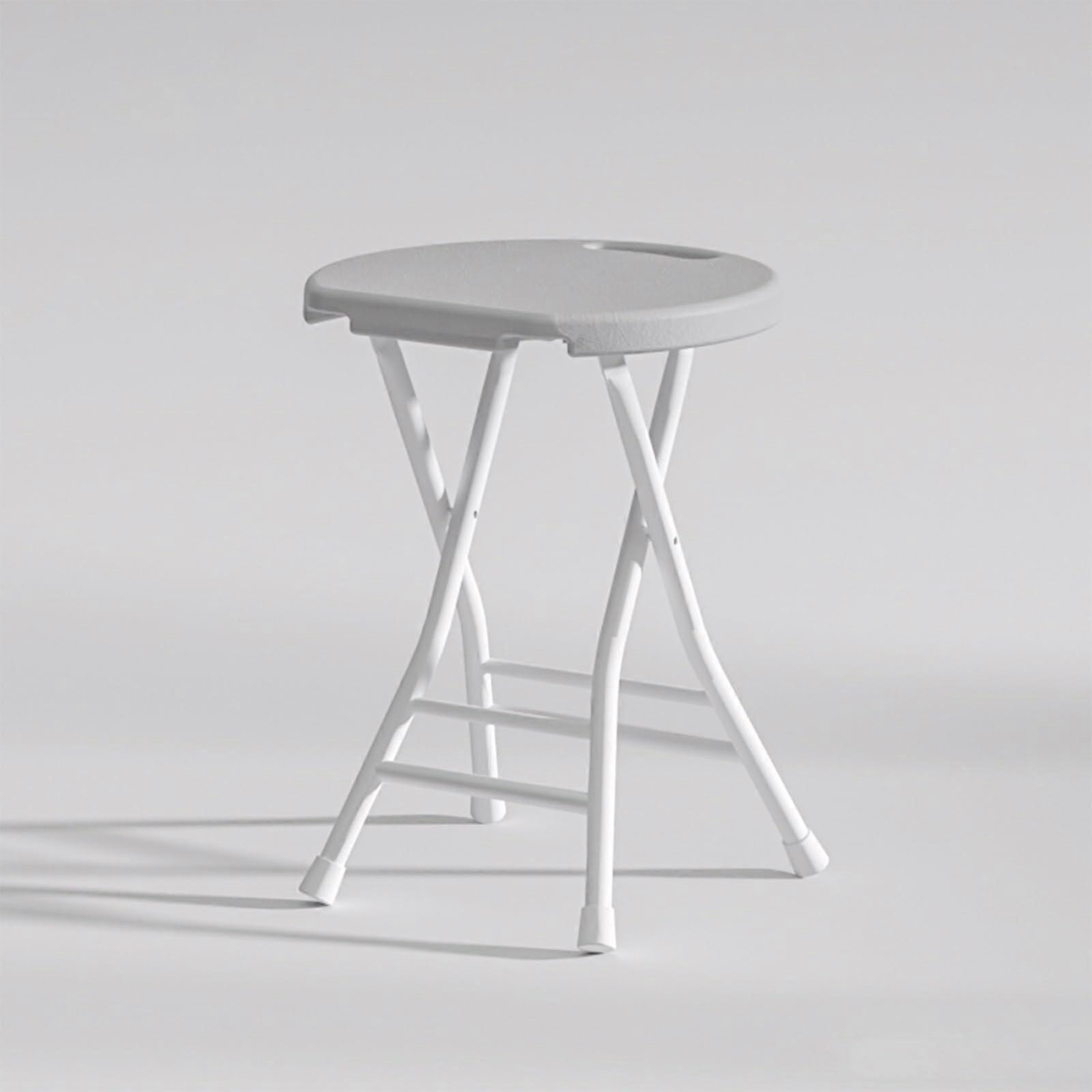 Portable Folding Stool Lightweight No Assembly With Handle NonSlip Feet Grey