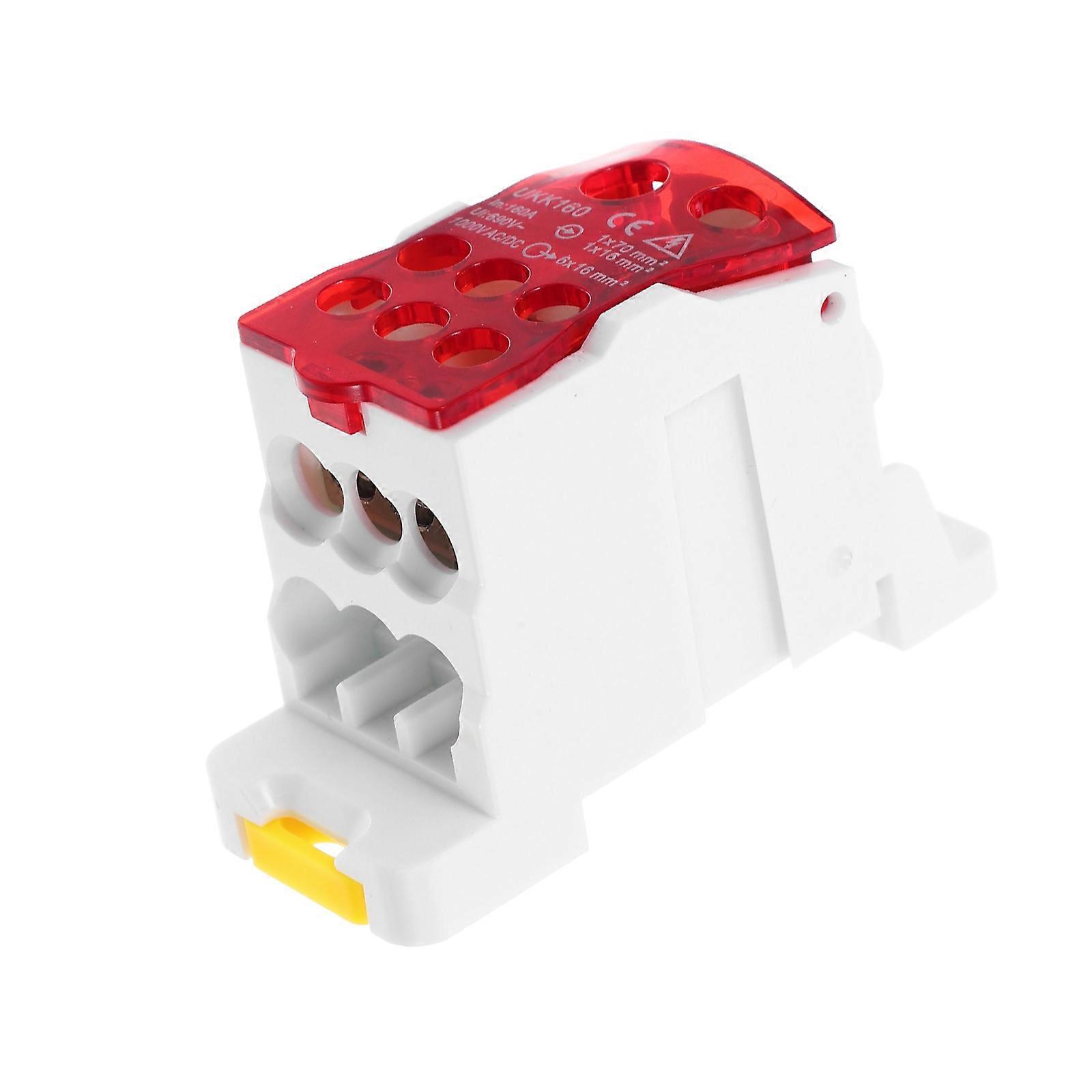 Rail Installation Terminal Wire Distribution Box for Electricity 4Pcs Red Plastic