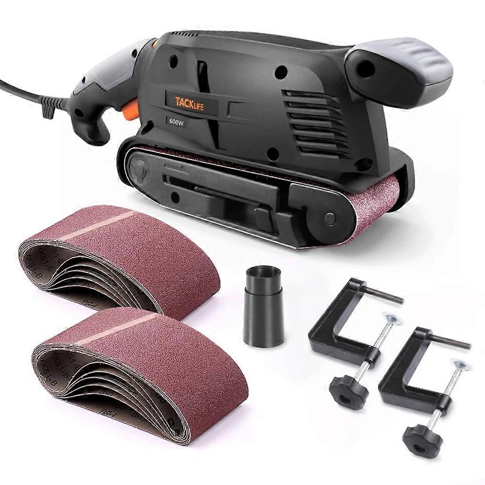 600W Belt Sander with 13 Pcs Sanding Belts, Variable-speed Control, Dust Box and Vacuum Adapters Black