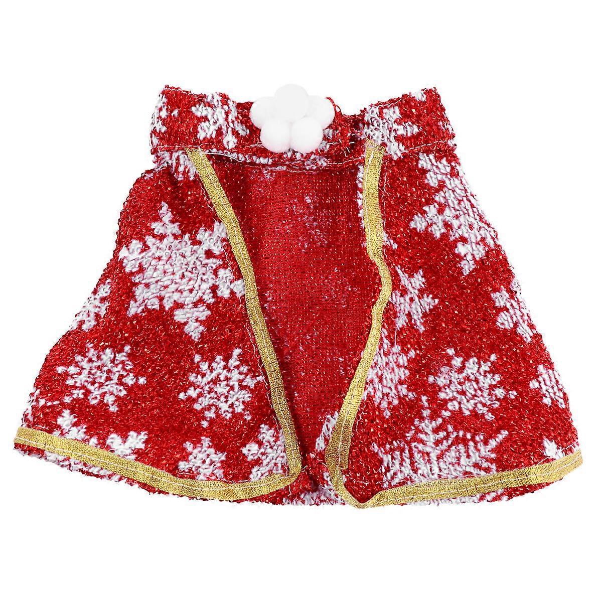 Pet Cloak for Christmas 2Pcs Red Snowflake Pattern Cape for Cats