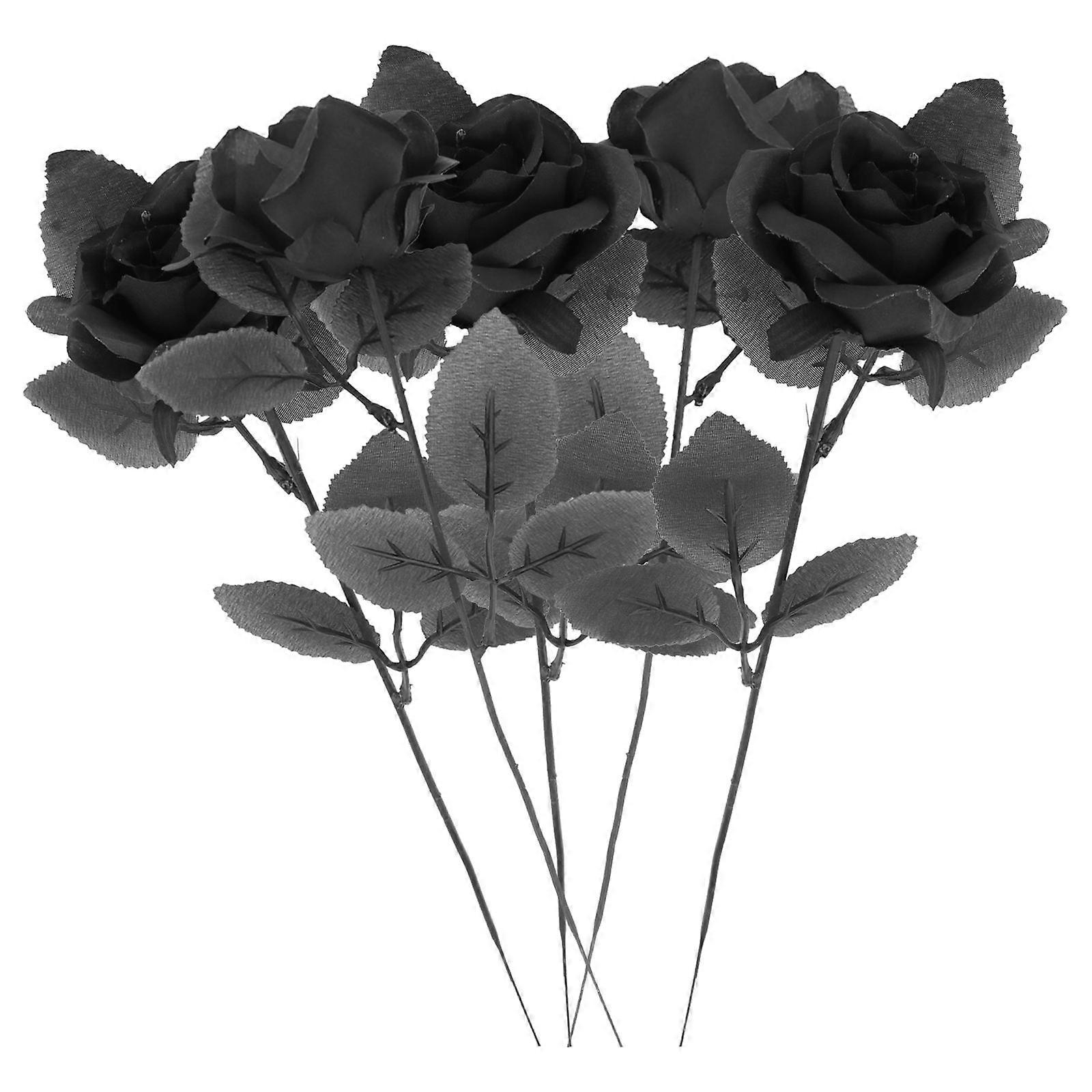Simulation Rose Wedding Flower Ornament Black 10Pcs for Wedding