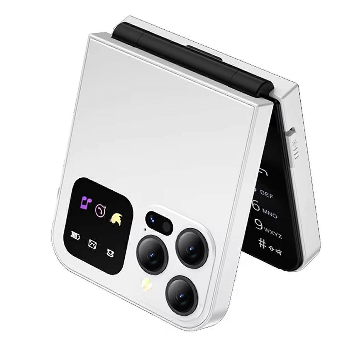 A50 Pro Flip Phone Dual SIM Card GSM Automatic Call Recording 2.4 Inch Screen Foldable Mobile Phones Type-C White