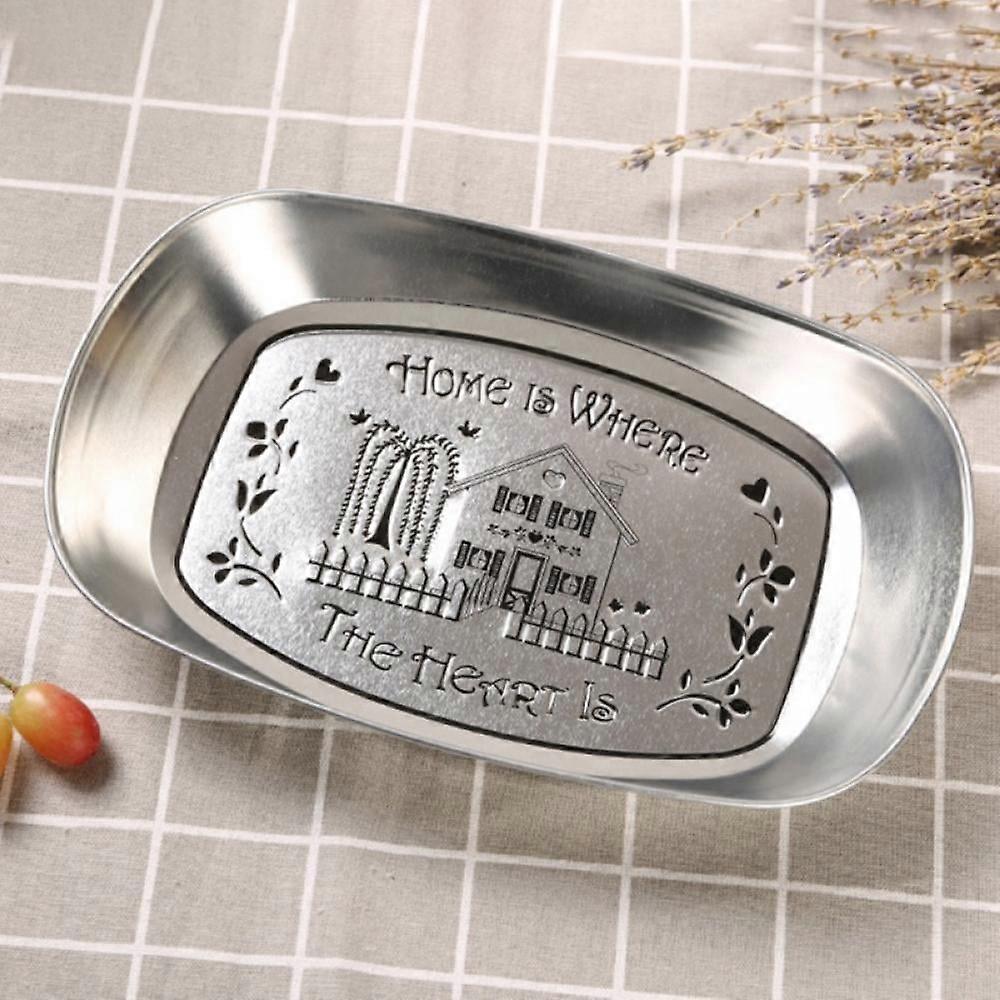 Vintage Silver Metal Serving Trays Decorative Tray, Pattern Designed, 8x5.5inch