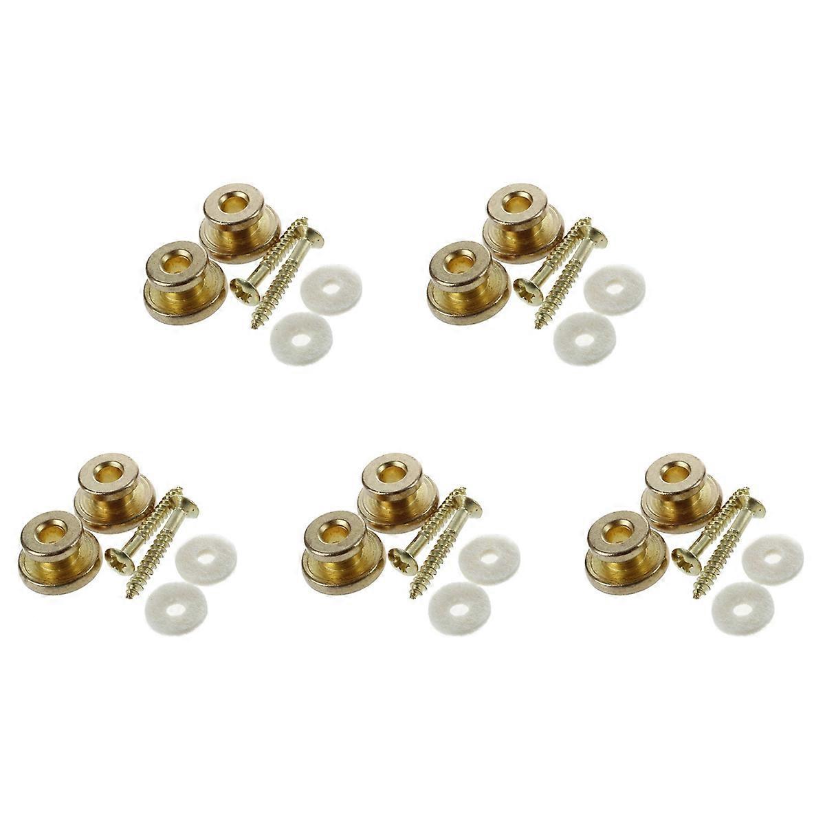 2pcs Golden Strap Button w/ Mounting Screw for Guitar Mandolin