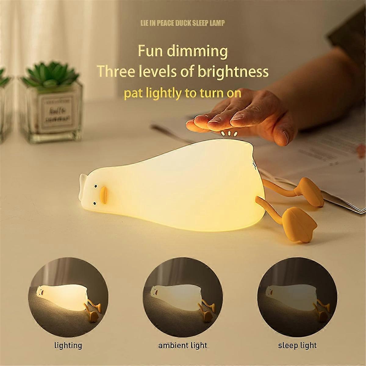 Lying Flat Duck Night Light,LED Squishy Duck Lamp,Cute Light Up Duck