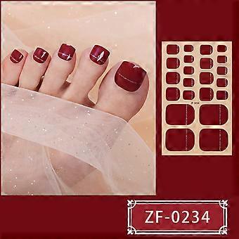 Reine Farblinie Zwiebelpulver Nagellackfolie Zehennagelaufkleber beliebte einfache Stil Zehennagelkunstaufkleber Vollaufkleber ZF-0234 bloßes Stück + Nagelfeile