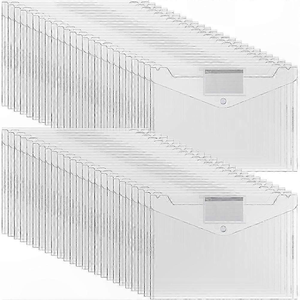 50 Pack Plastic Envelope Folders with Snap Closure for A4 Letter Size Document Storage Organization Solution