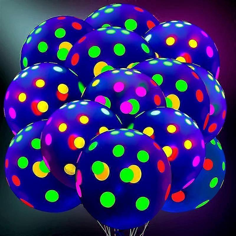 Luxora 50PCS Neon Party Balloons – 12-Inch UV Glow in the Dark Latex Balloons, Blacklight Reactive Fluorescent Mini Polka Dots