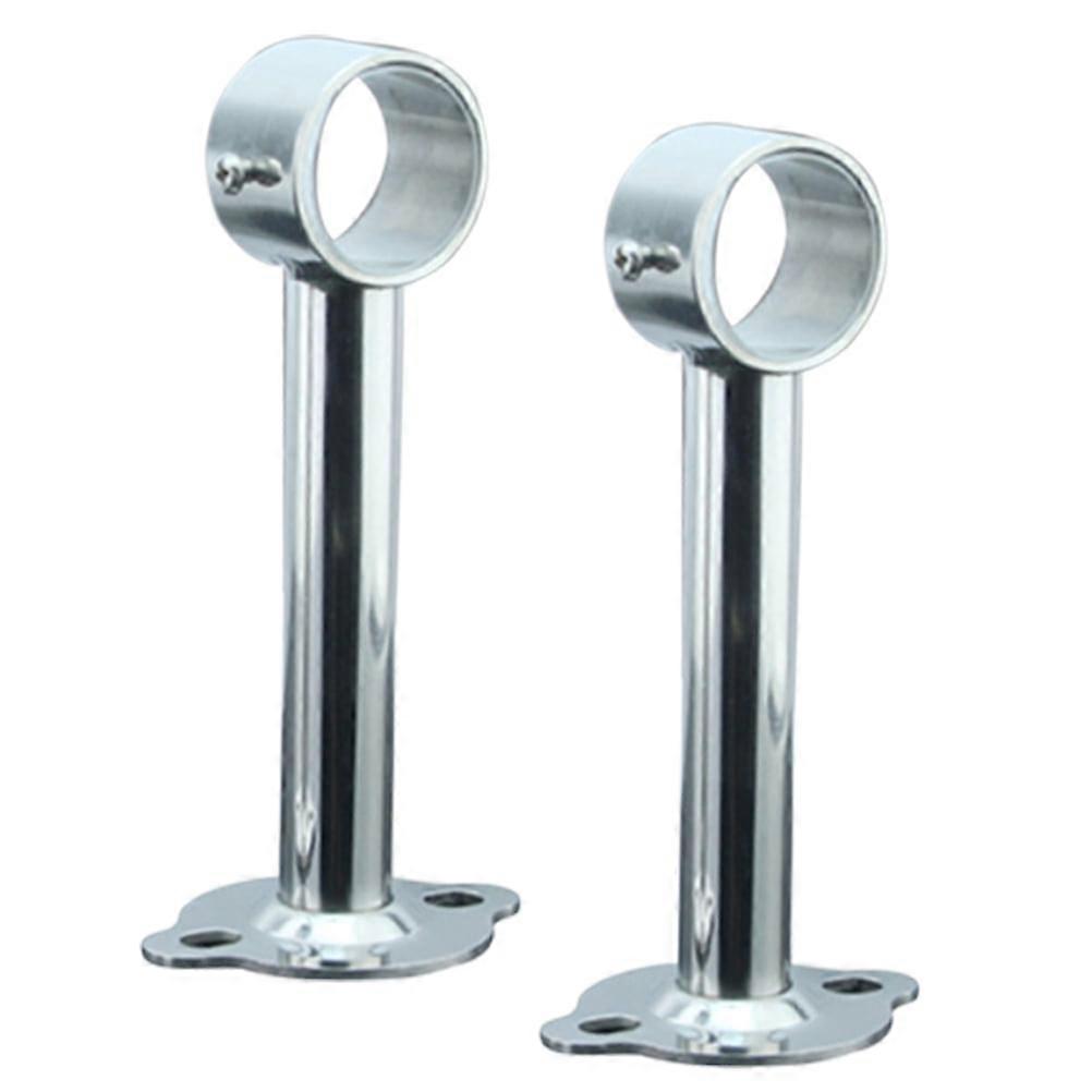 2 Pcs Round Pipe Silver Bracket Ceiling Bracket Shower Pole Holder Bath Curtain Holder Pipe Rod