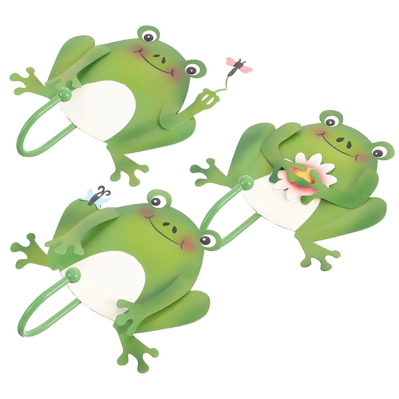 Wall Hanging Hook Frog Shape for Wall Use 9Pcs Iron Green Organizer