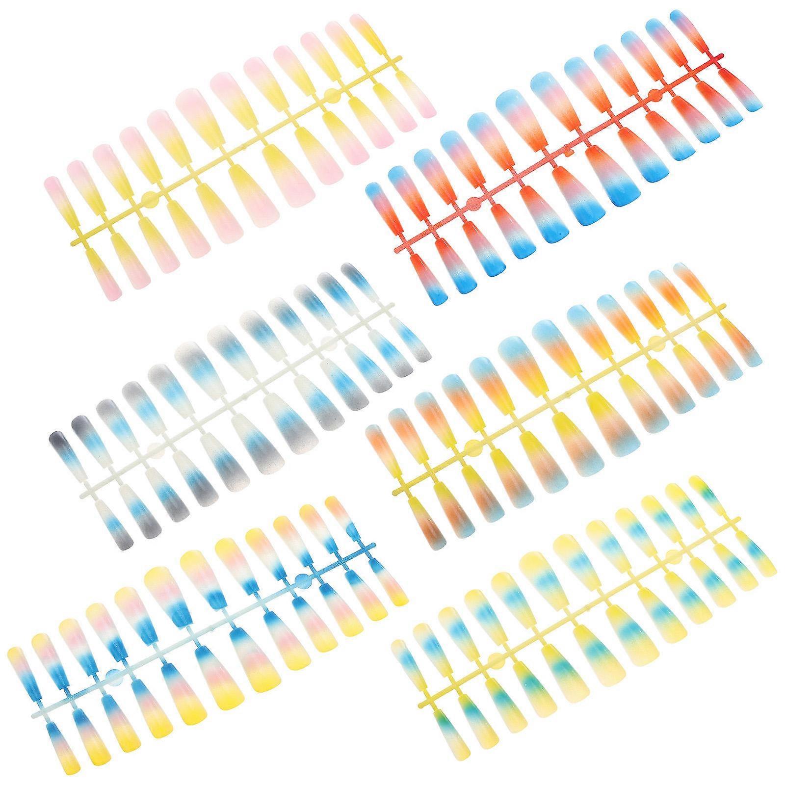 Gradient Color False Nail 144Pcs Assorted Color ABS for DIY Use with Press on Style