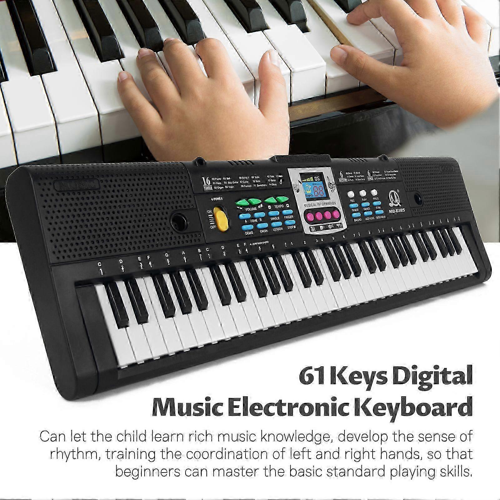 61 Keys Digital Music Electronic Keyboard Kids Multifunctional Electric Piano for Piano Student with Microphone Function Musical Instrument
