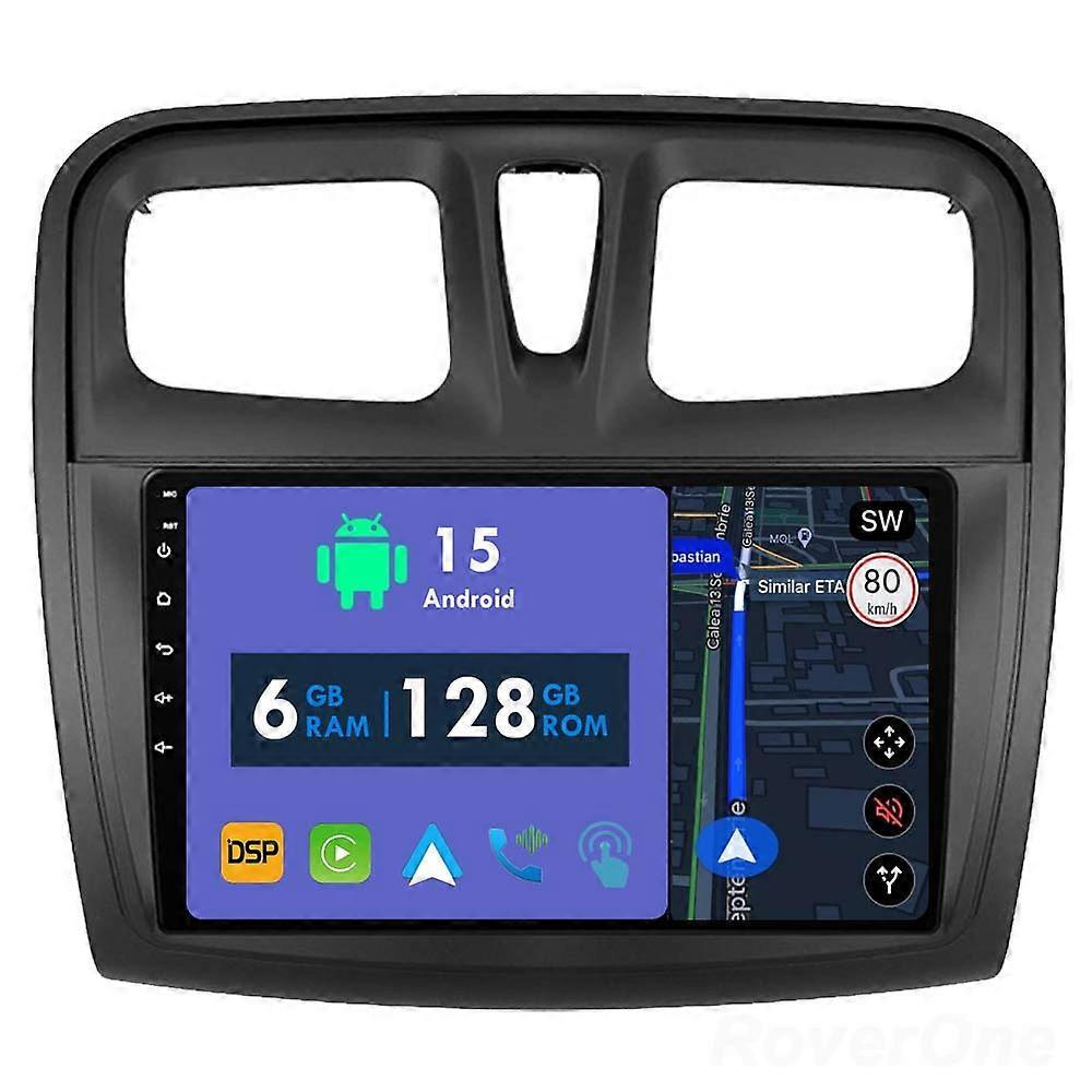 Car Radio 6G+128G CarPlay GPS Navigation Head Unit for Renault Logan 2 2012 - 2022 Sandero 2 2013 - 2022 Android Auto Bluetooth Stereo Touch Screen