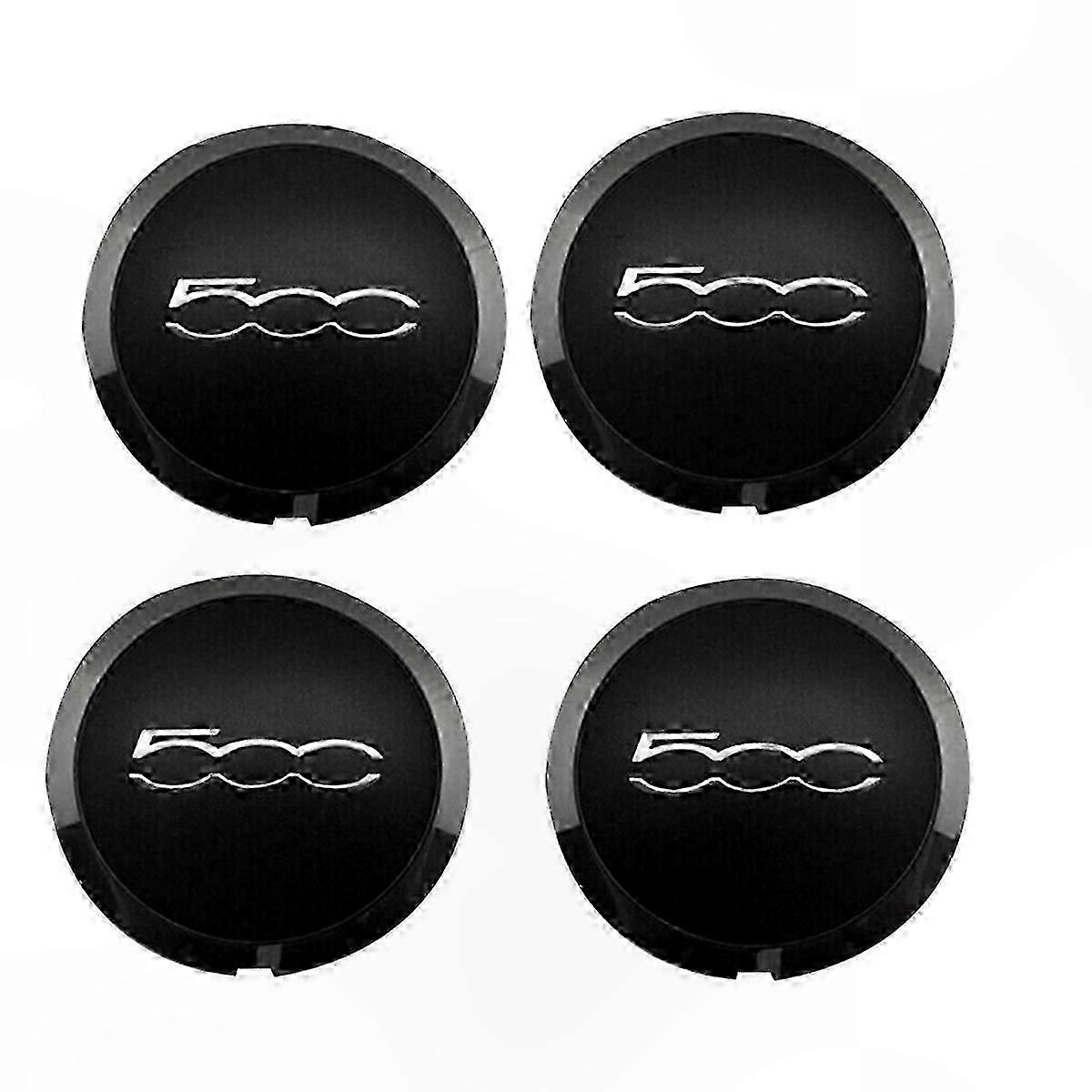 4Pc 133mm Black Hubcap for  500 Wheels, Compatible with 68078419AC