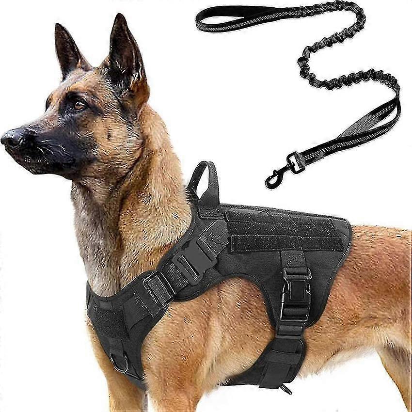 大型中型犬狩猟訓練のための4フィートバンジーリーシュ付き戦術犬用ハーネス