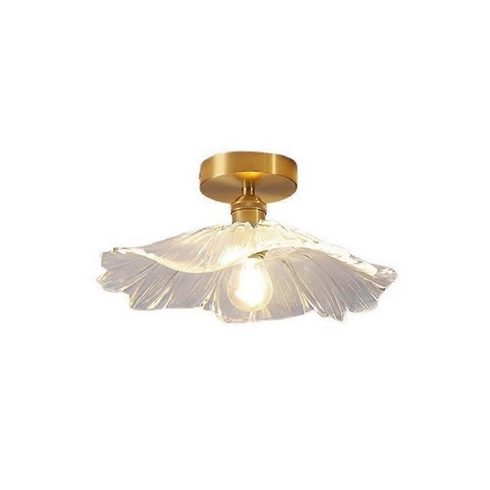 Glass Ceiling Light E27 Brass Flush Mount Ceiling Lamp Glass Shade Hallway, Foyer, Study