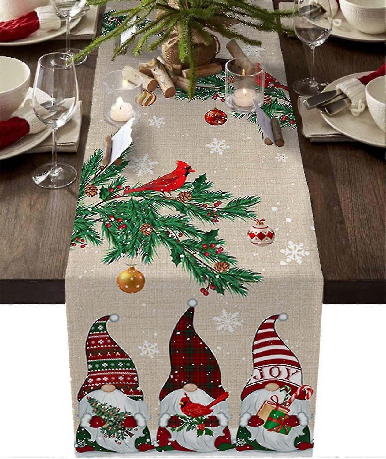 Christmas Gnome Table Runners For Kitchen Decor 13x70 Inch