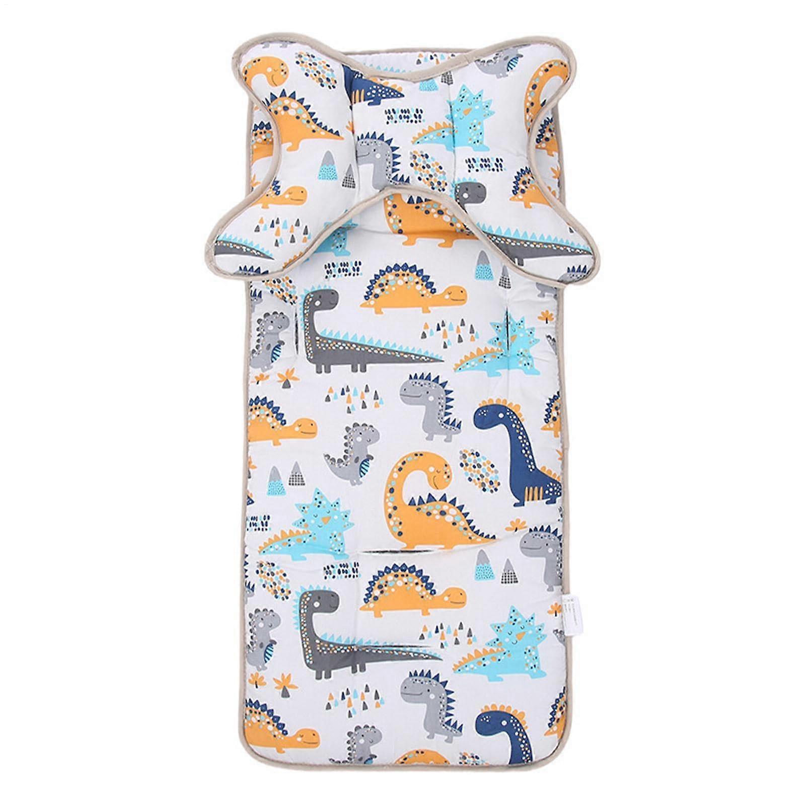 Baby Pushchair Seat Liners, Cotton Pram Insert, Breathable 3D Air Mesh Padding, Contour Headrest, Dinosaur Print