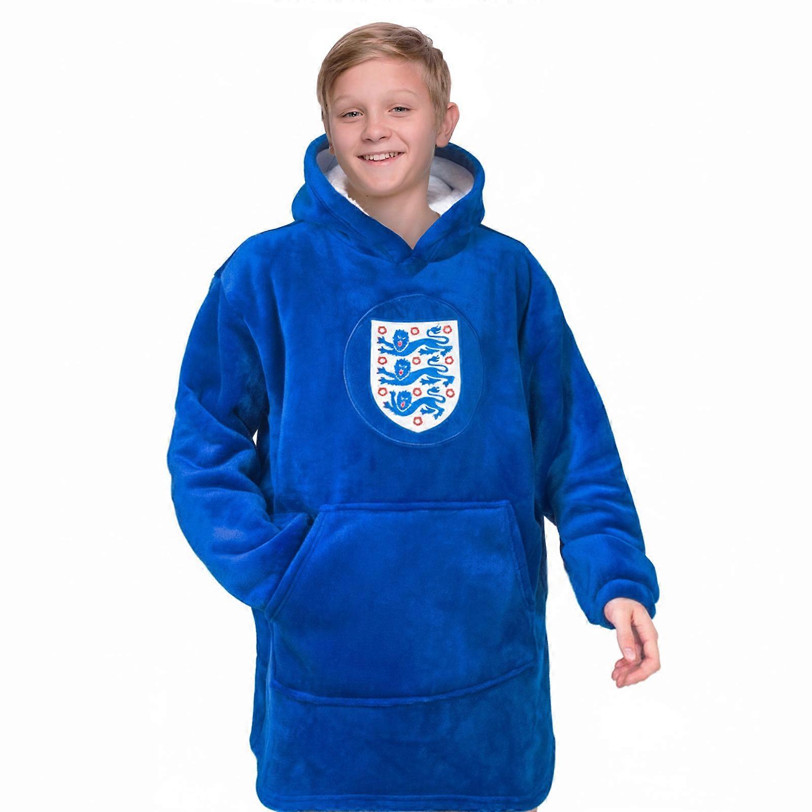 England Kids Oversized Hoodie Blanket - Sherpa Fleece Lined Official Football Gift