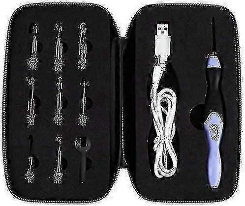 9 in 1 Ledかぎ針編み針セット、編み針と縫い道具用の9つの交換可能なヘッド付き(紫)