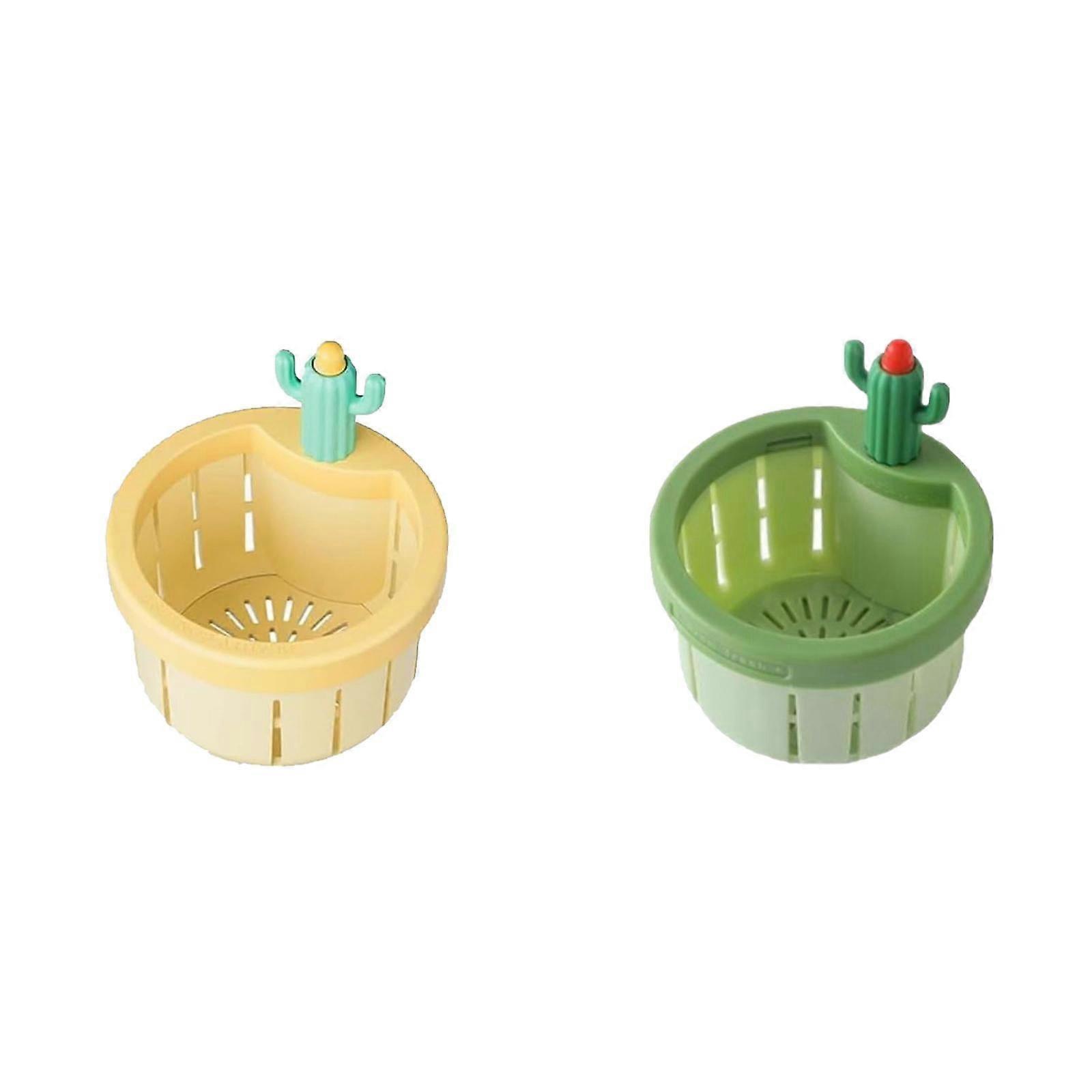 Cactus Kitchen Drain Strainer Automatic Dumping Kitchen Waste Collector Filter Functional Home Use Cactus Draining Filter Net *2PCS
