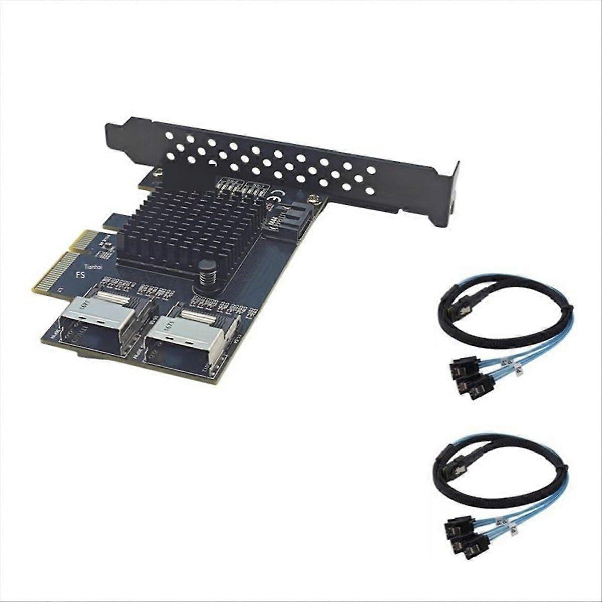 PCI-E 1x 3.0 (1x,4x,8x, and 16x Slots) to 2-Port MINISAS SFF-8087+ to 9-Port 3.0 Hard Drive 6G Expa