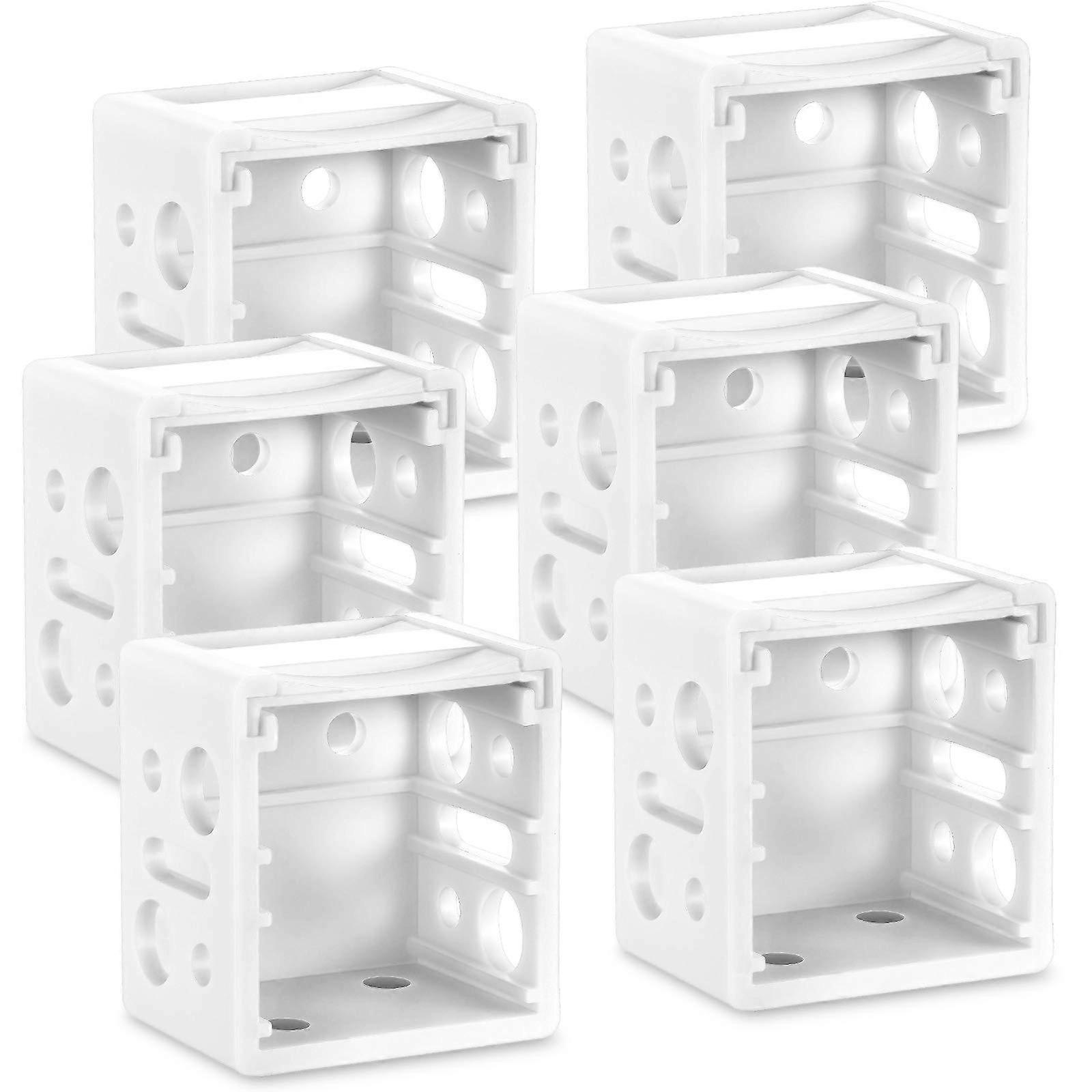 6 Pack Window Blind Mounting Brackets Low Profile Box Style, White Metal Holders for Home Curtains