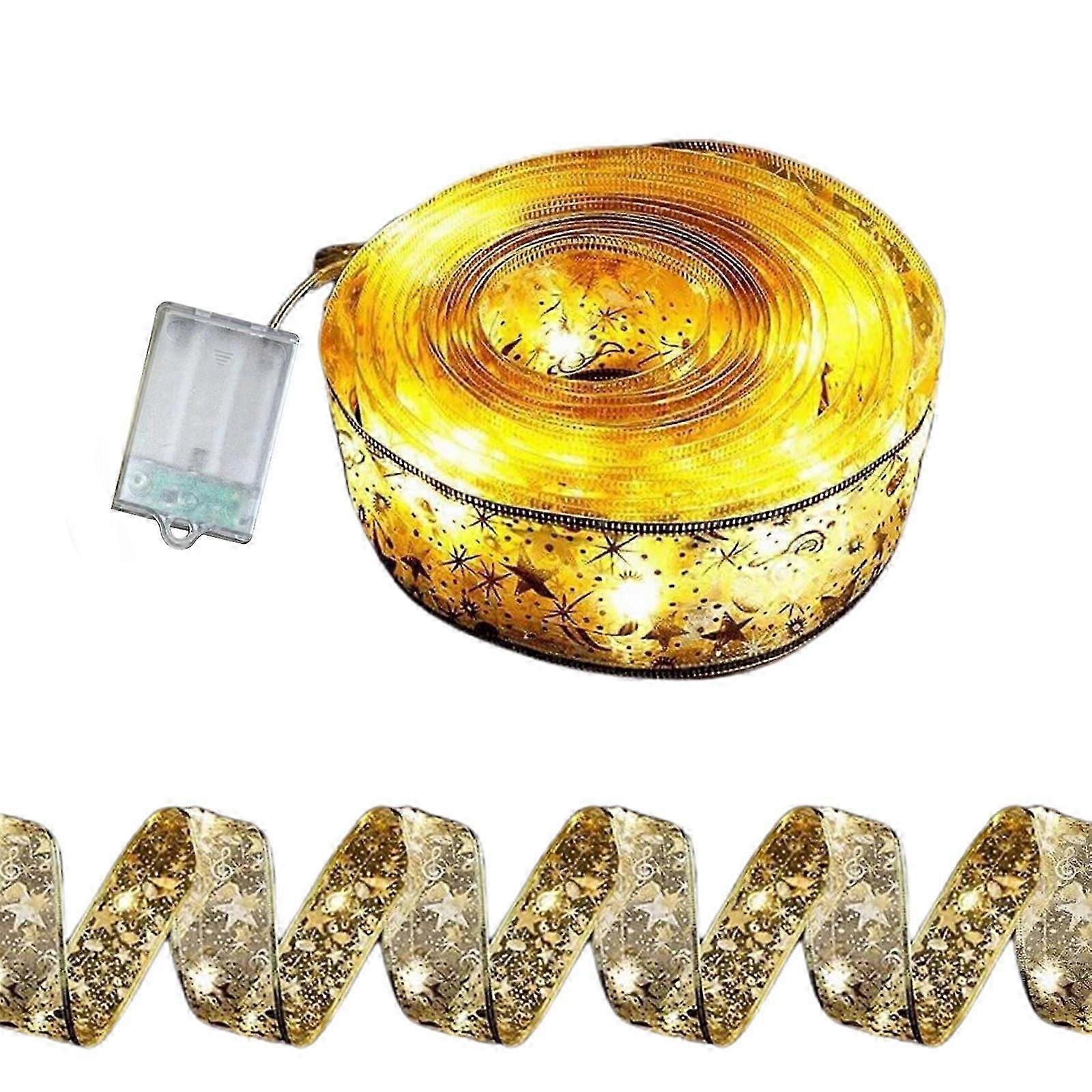 Gold Christmas Decorations with LED Light String for Trees