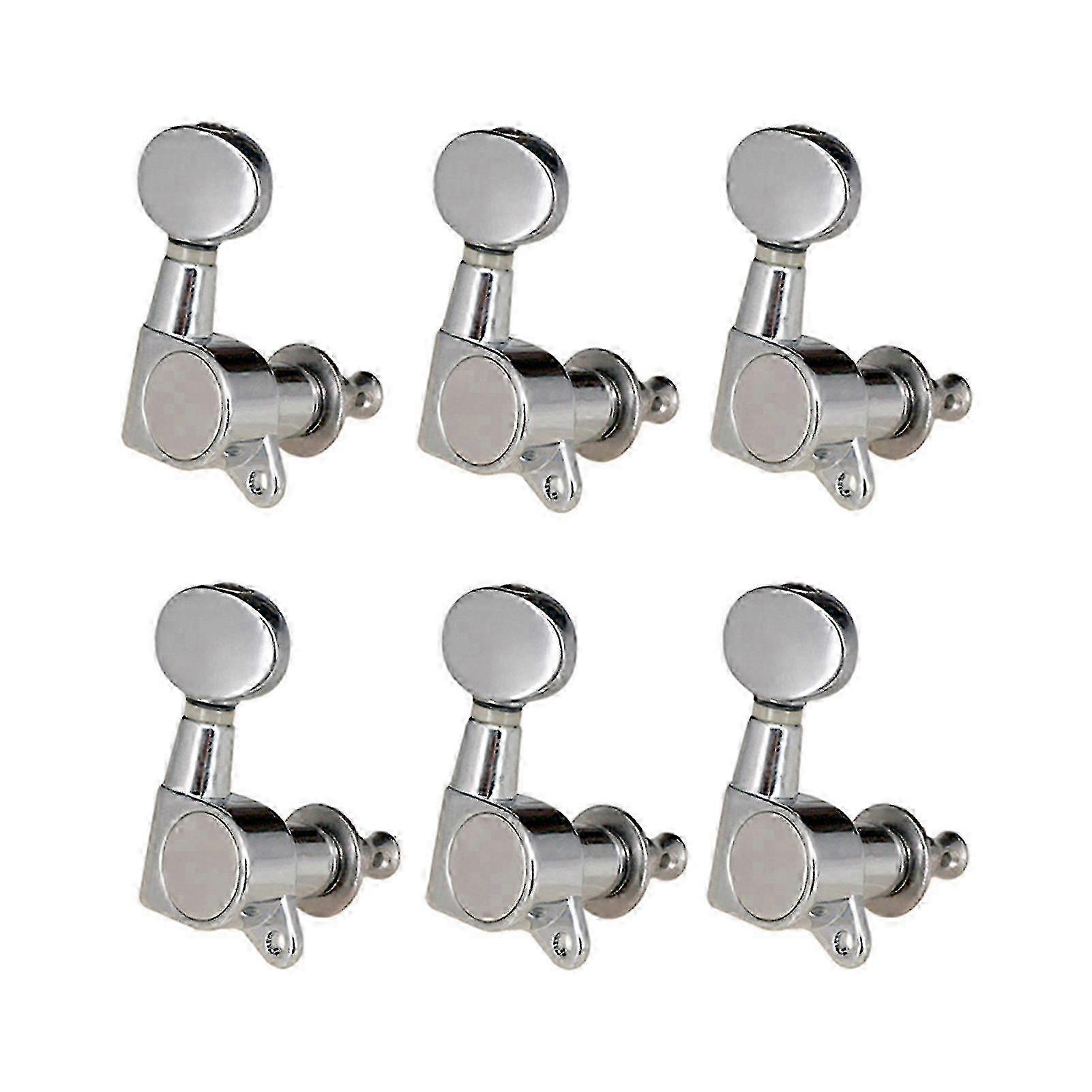 Guitar String Tuning Pegs Tuning Machines Sealed Machine Heads Tuning Keys Oval Button 6 Right for Electric Guitar or Acoustic Guitar Chrome