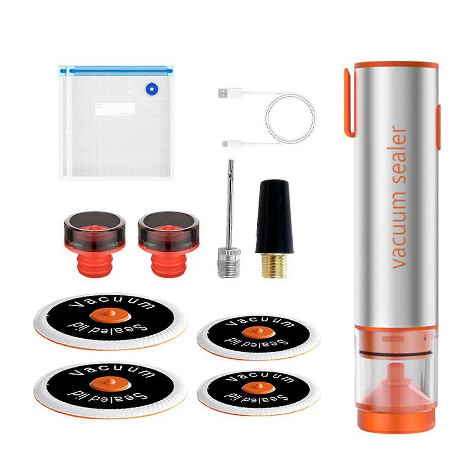 Wireless Vacuum Sealing Tool Set Handheld Mason Jar Vacuum Sealer for Home and Outdoor Use with Rechargeable Battery Multicolor