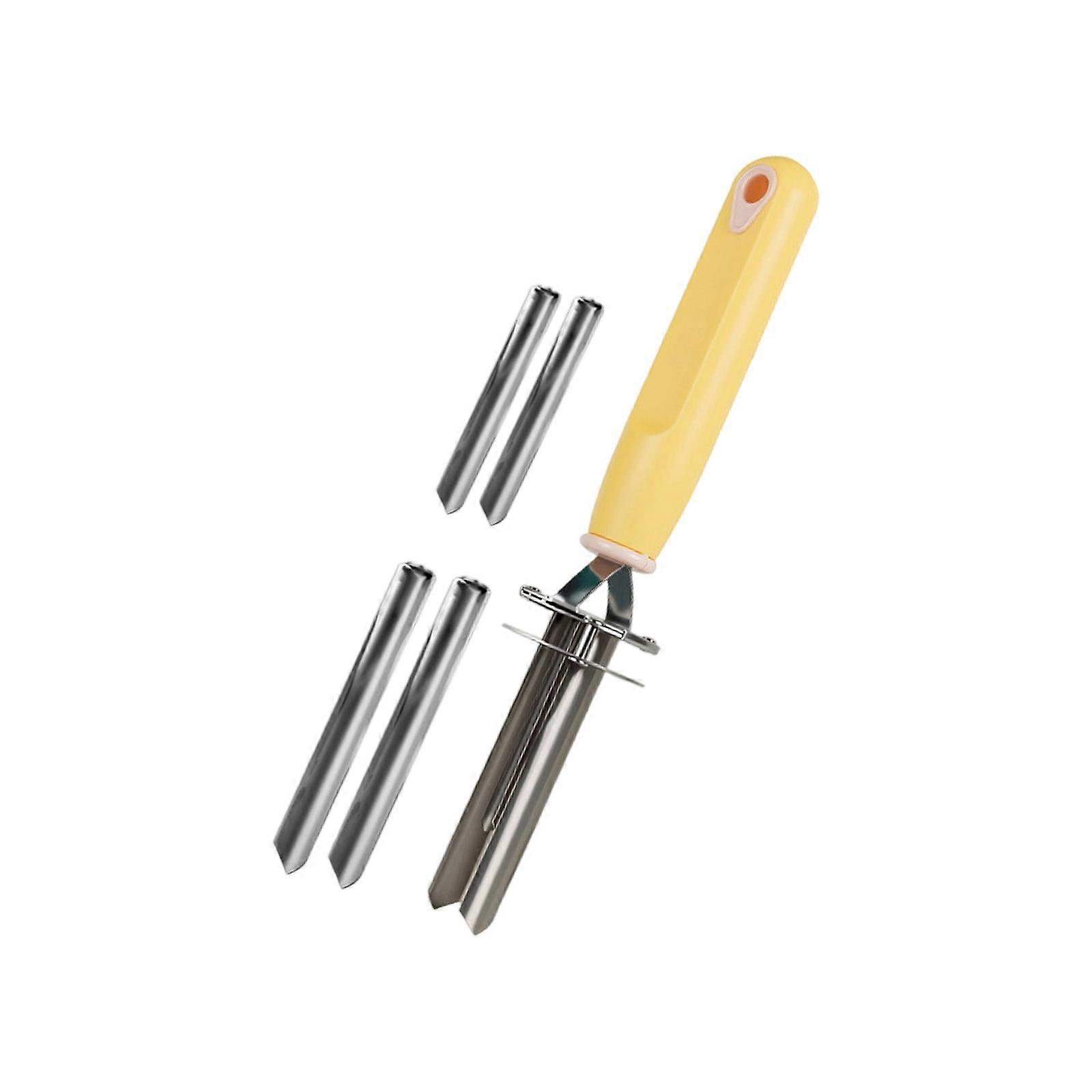 Fruit Corer Device Adjustable Fruit and Vegetable Corer Tool Kitchen Food Remover Tool  Yellow